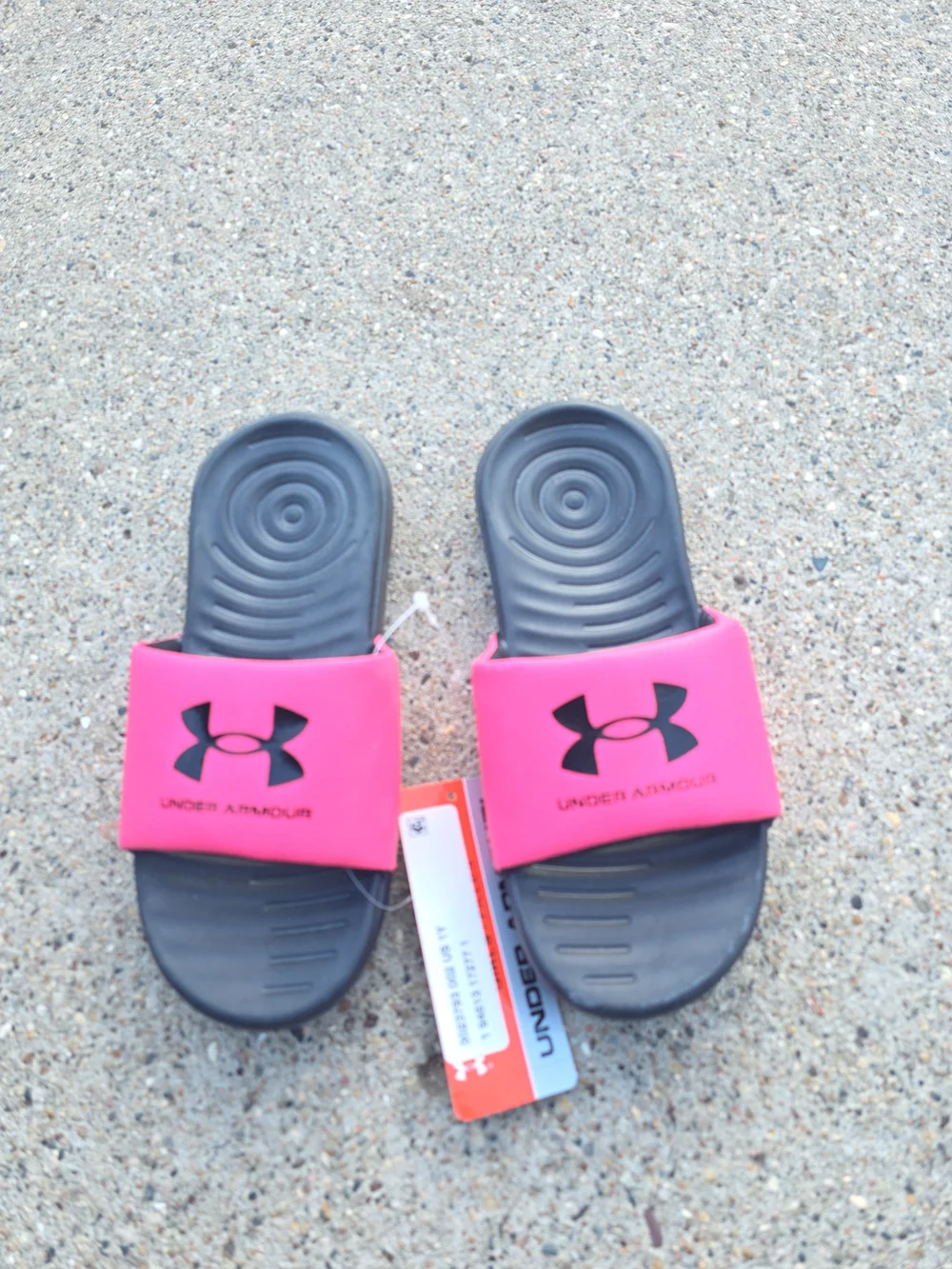 Under Armour Pink & Black Slide Sandals Little Girls Size 1Y